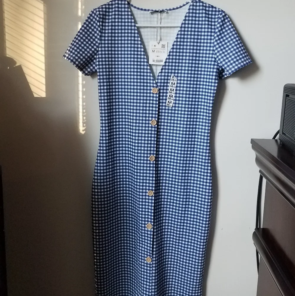 Nwt ZARA Vintage Style Button Down Dress - Picture 3 of 4
